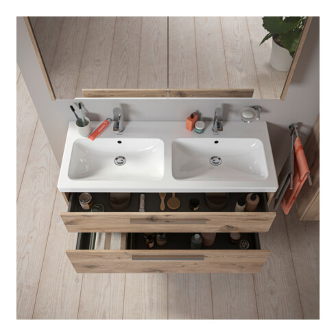 Duravit Waschtischunterschrank D-Code 118,4x55,5x46cm, 2 L, S, E Marmor, G chr