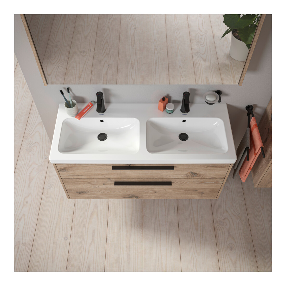 Duravit Waschtischunterschrank D-Code 118,4x55,5x46cm, 2 L, S, E Marmor, G sw