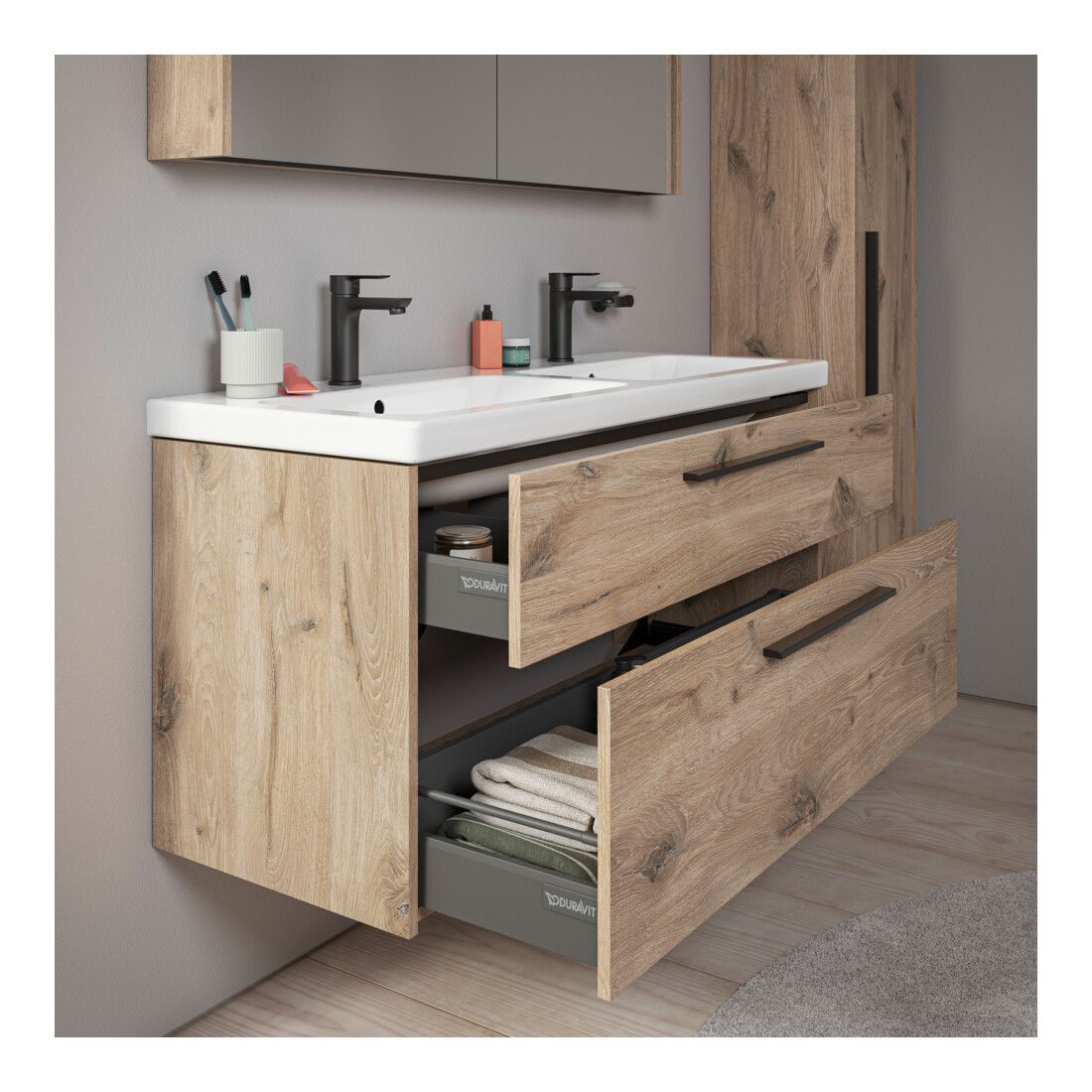 Duravit Waschtischunterschrank D-Code 118,4x55,5x46cm, 2 L, S, E Marmor, G sw