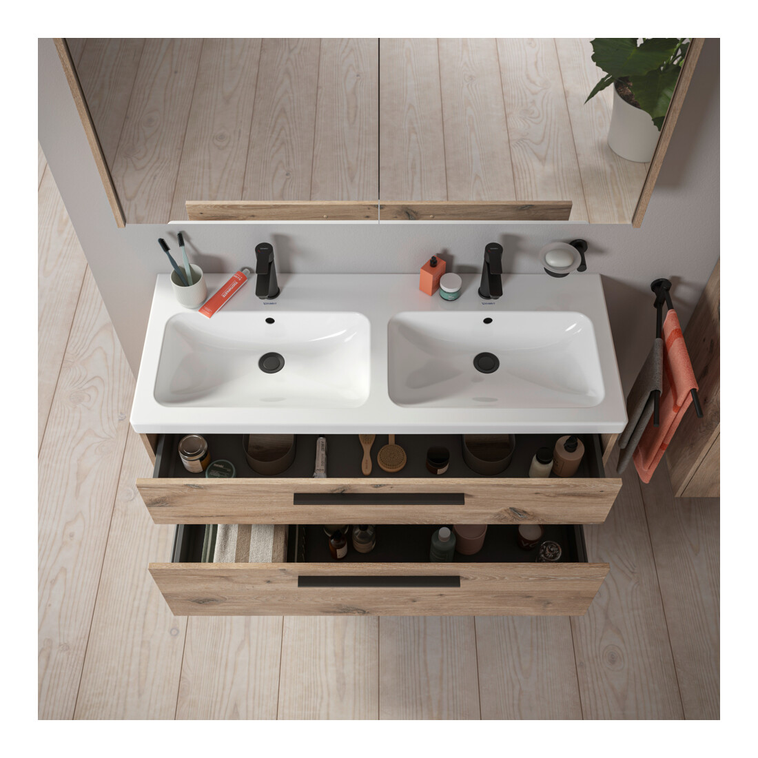 Duravit Waschtischunterschrank D-Code 118,4x55,5x46cm, 2 L, S, E Marmor, G sw