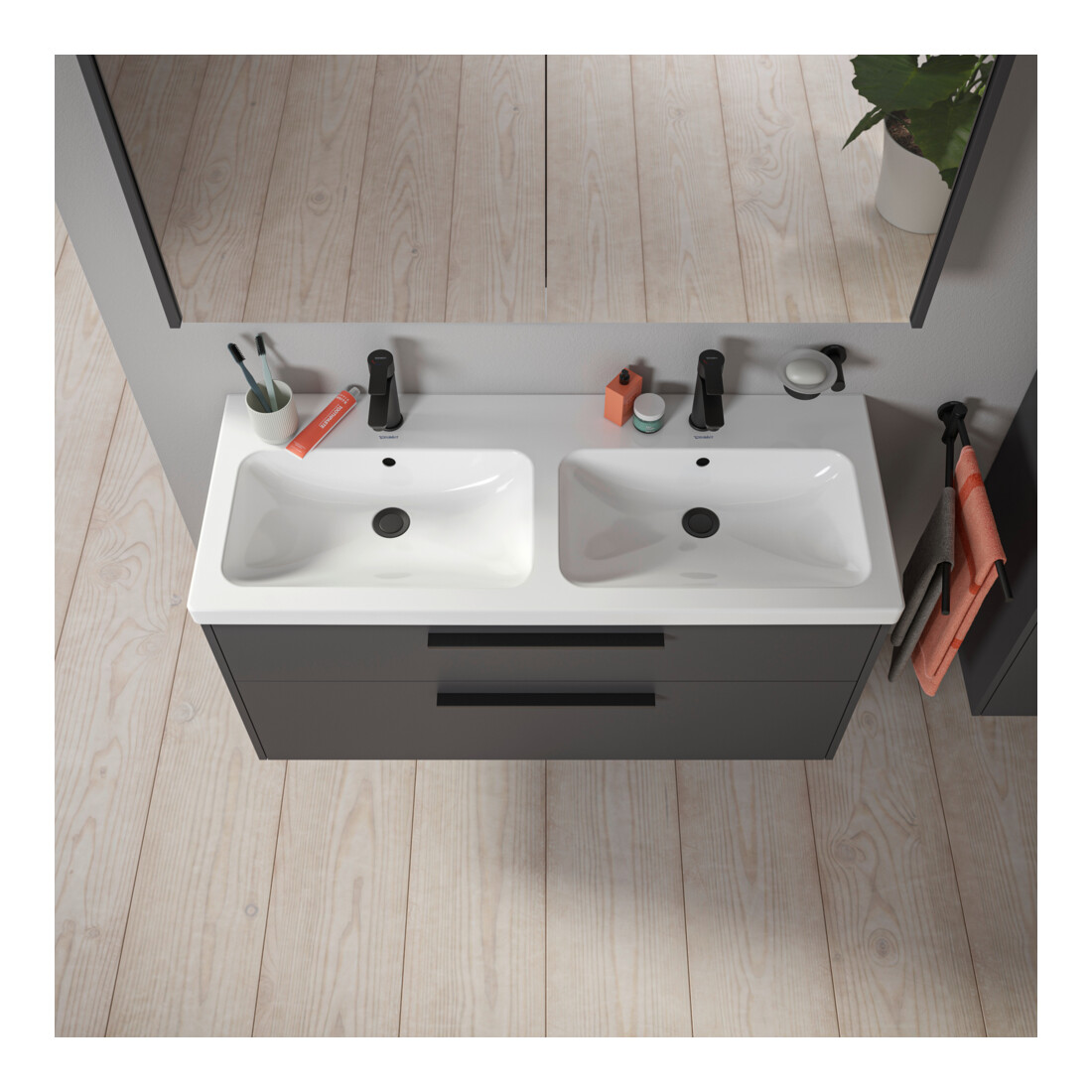 Duravit Waschtischunterschrank D-Code 118,4x55,5x46cm, 2 L, S, gra ma, Gr. sw