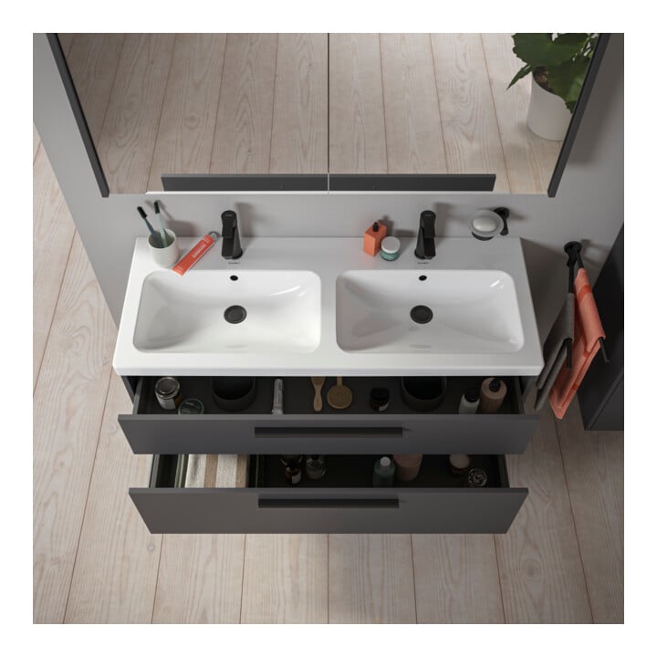 Duravit Waschtischunterschrank D-Code 118,4x55,5x46cm, 2 L, S, gra ma, Gr. sw