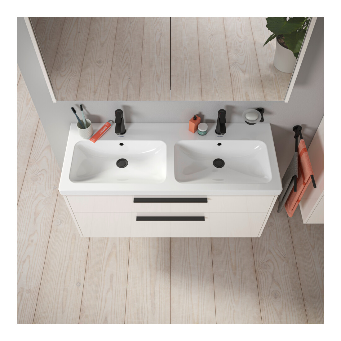 Duravit Waschtischunterschrank D-Code 118,4x55,5x46cm, 2 L, S, we. hgl, Gr. sw