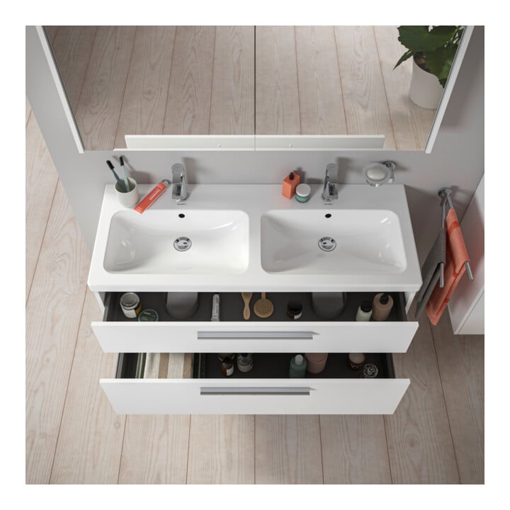 Duravit Waschtischunterschrank D-Code 118,4x55,5x46cm, 2 L, S, we. ma, Gr. chr