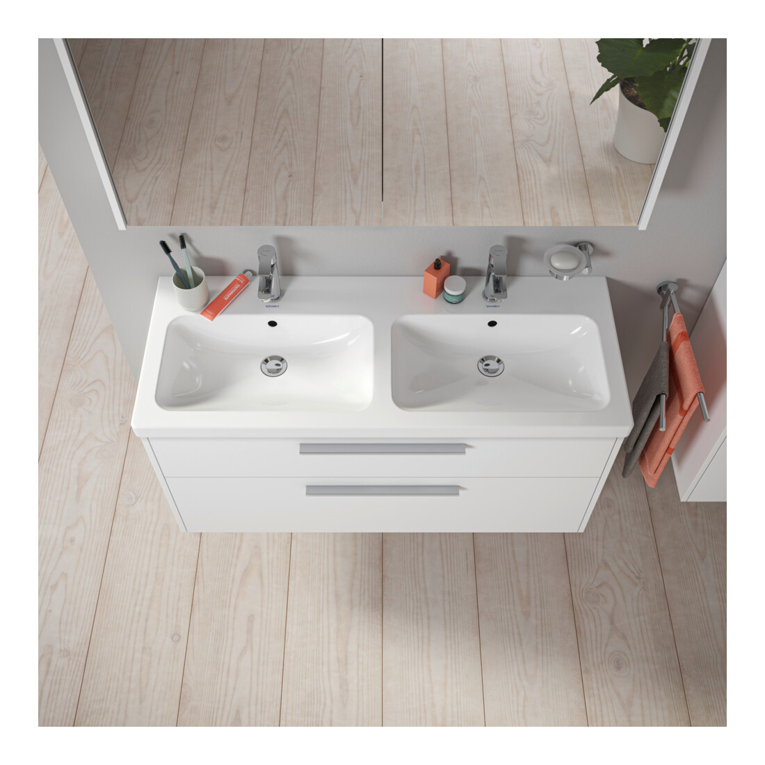Duravit Waschtischunterschrank D-Code 118,4x55,5x46cm, 2 L, S, we. ma, Gr. chr
