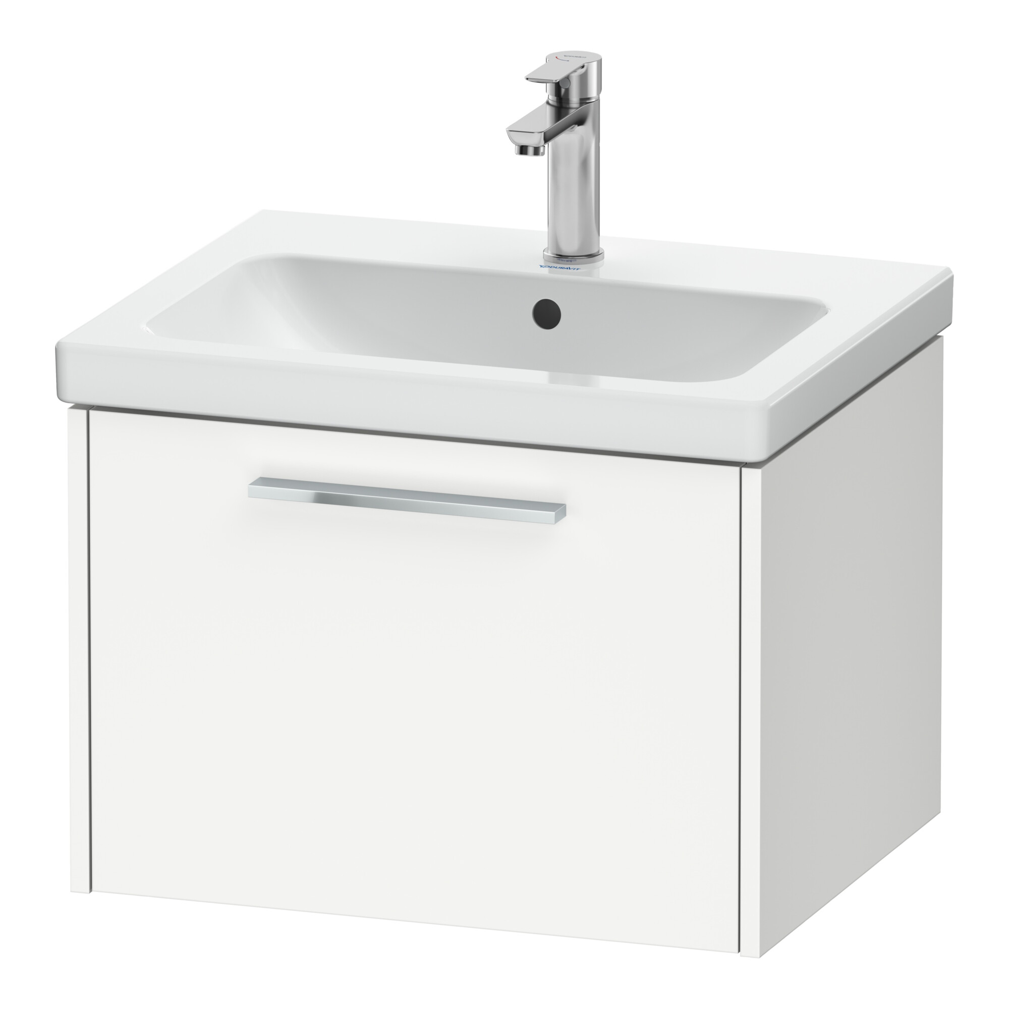 Duravit Waschtischunterschrank D-Code 58,4x40x46cm, 1 Ausz., we. ma, Gr. chrom