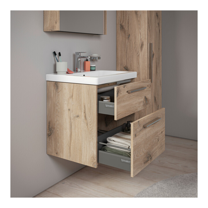 Duravit Waschtischunterschrank D-Code 58,4x55,5x46cm, 2 L, S, E Marmor, G chr