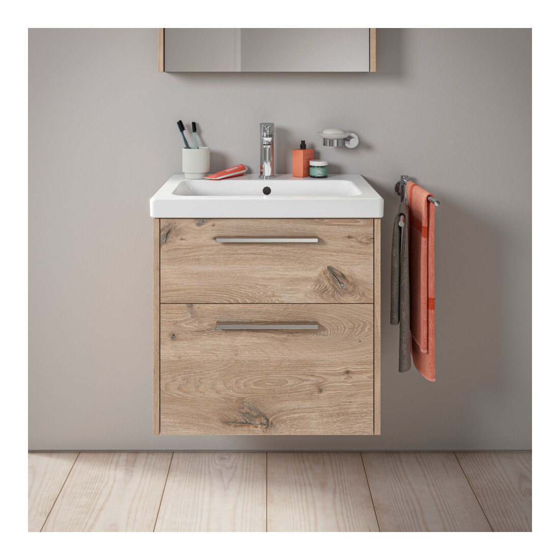 Duravit Waschtischunterschrank D-Code 58,4x55,5x46cm, 2 L, S, E Marmor, G chr