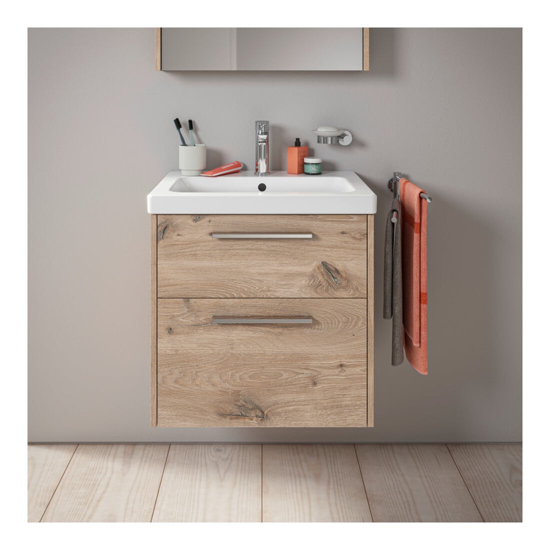 Duravit Waschtischunterschrank D-Code 58,4x55,5x46cm, 2 L, S, E Marmor, G chr