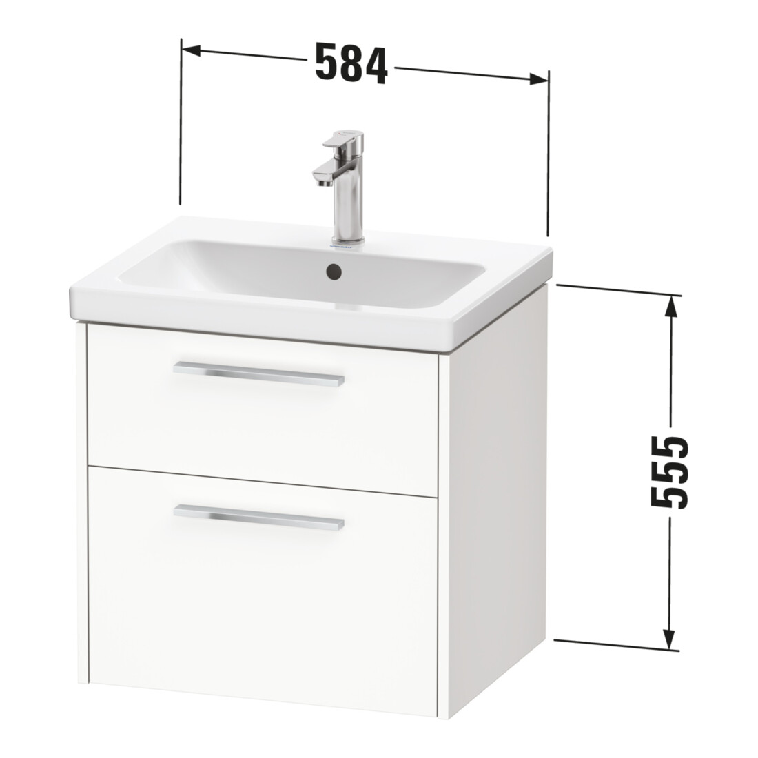 Duravit Waschtischunterschrank D-Code 58,4x55,5x46cm, 2 L, S, E Marmor, Gr. sw