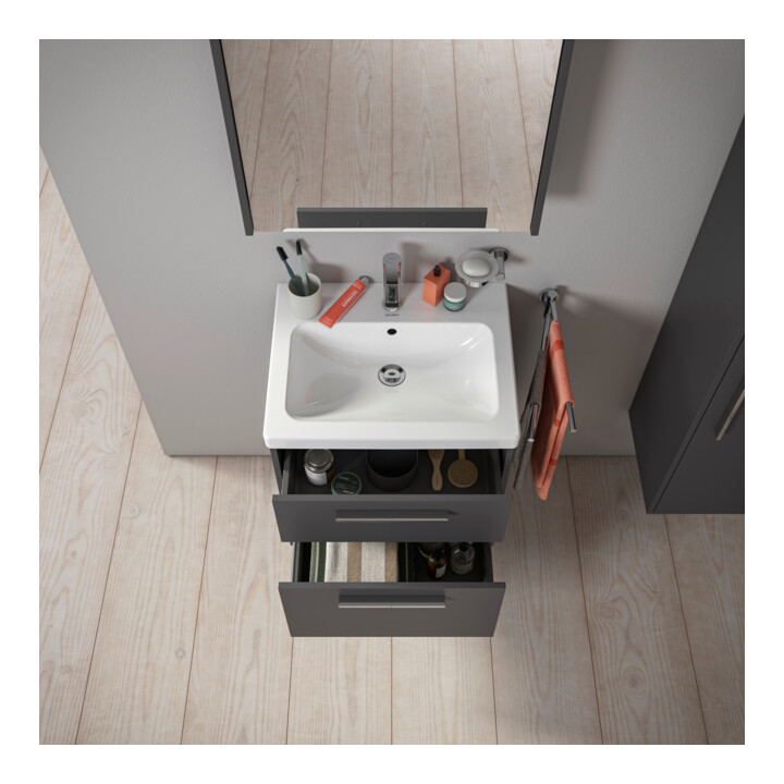 Duravit Waschtischunterschrank D-Code 58,4x55,5x46cm, 2 L, S, gra ma, Gr. chr