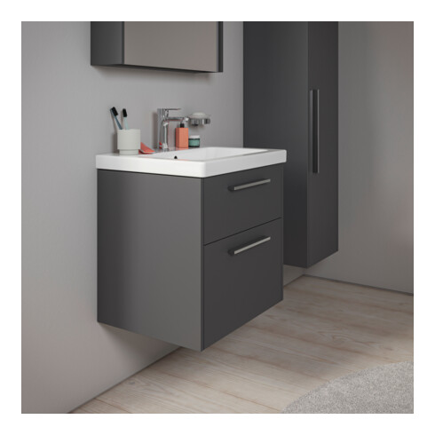 Duravit Waschtischunterschrank D-Code 58,4x55,5x46cm, 2 L, S, gra ma, Gr. chr
