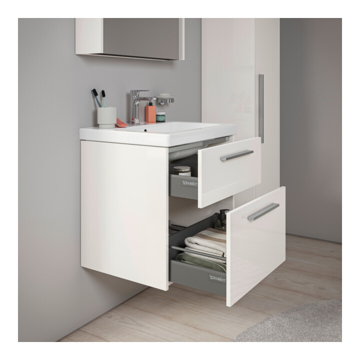 Duravit Waschtischunterschrank D-Code 58,4x55,5x46cm, 2 L, S, we. hgl, Gr. chr