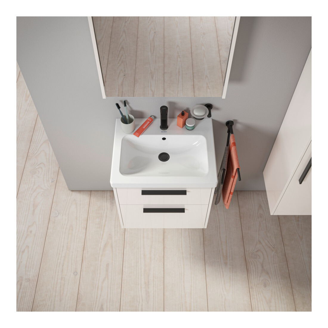 Duravit Waschtischunterschrank D-Code 58,4x55,5x46cm, 2 L, S, we. hgl, Gr. sw