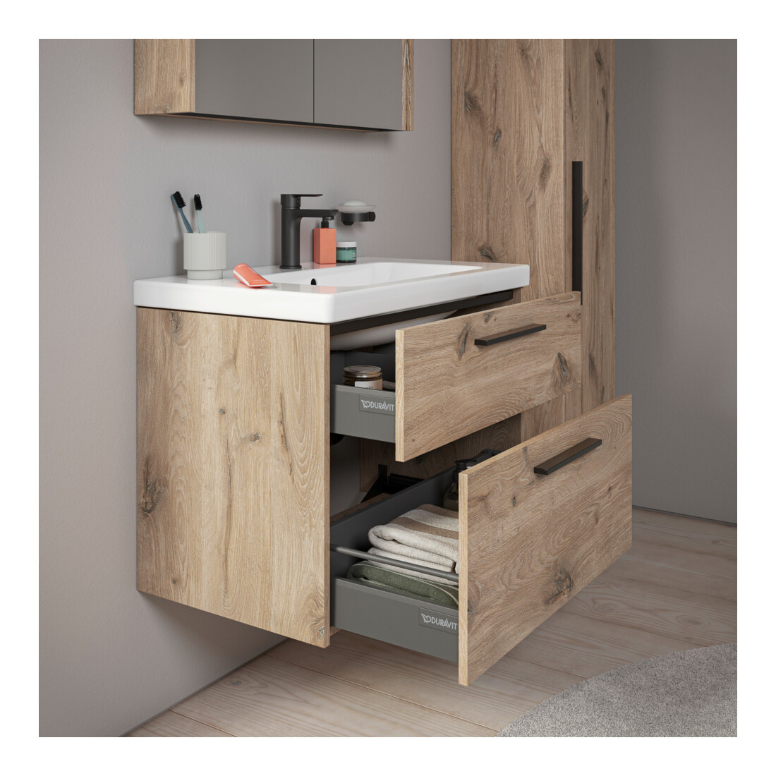Duravit Waschtischunterschrank D-Code 78,4x55,5x46cm, 2 L, S, E Marmor, Gr. sw