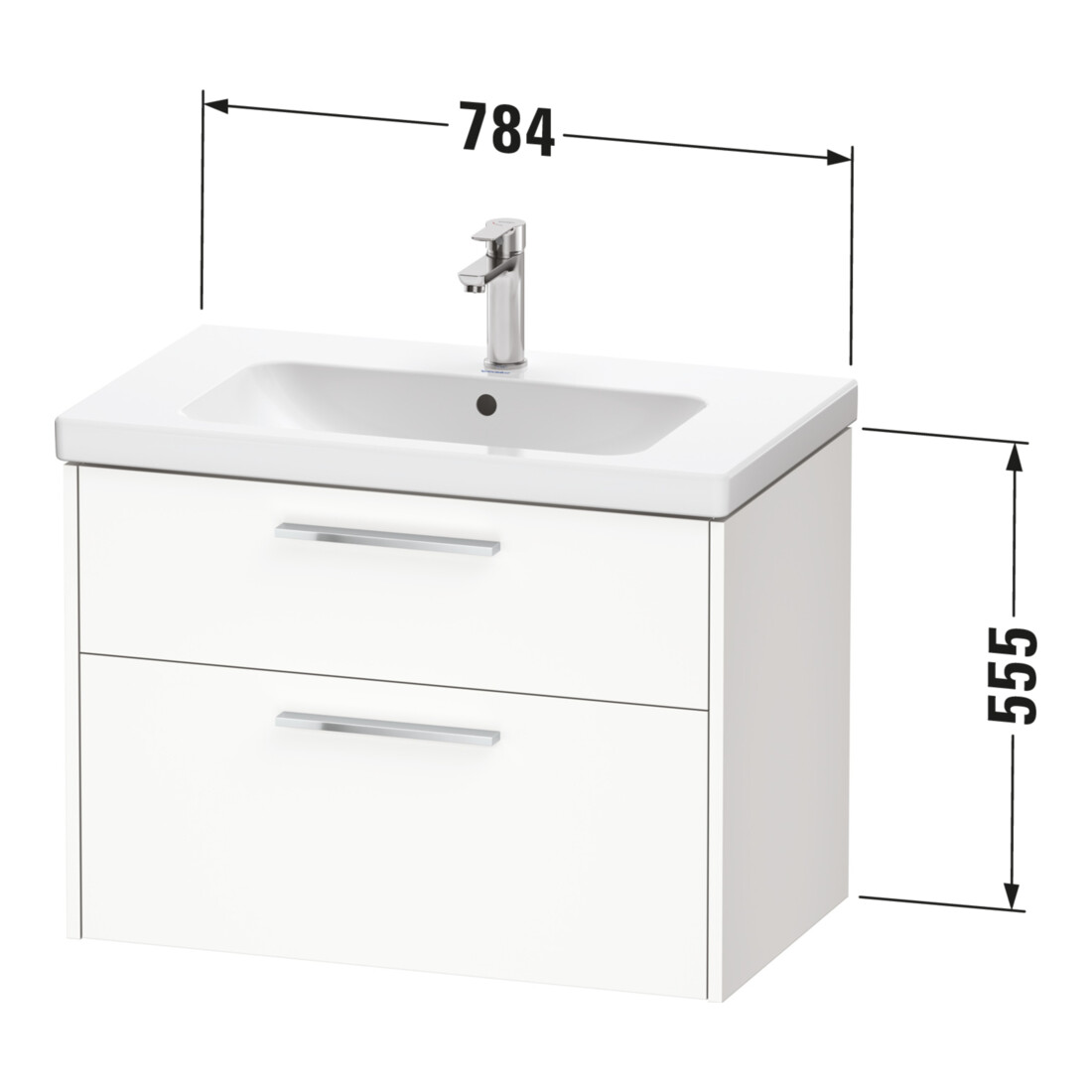 Duravit Waschtischunterschrank D-Code 78,4x55,5x46cm, 2 L, S, E Marmor, Gr. sw