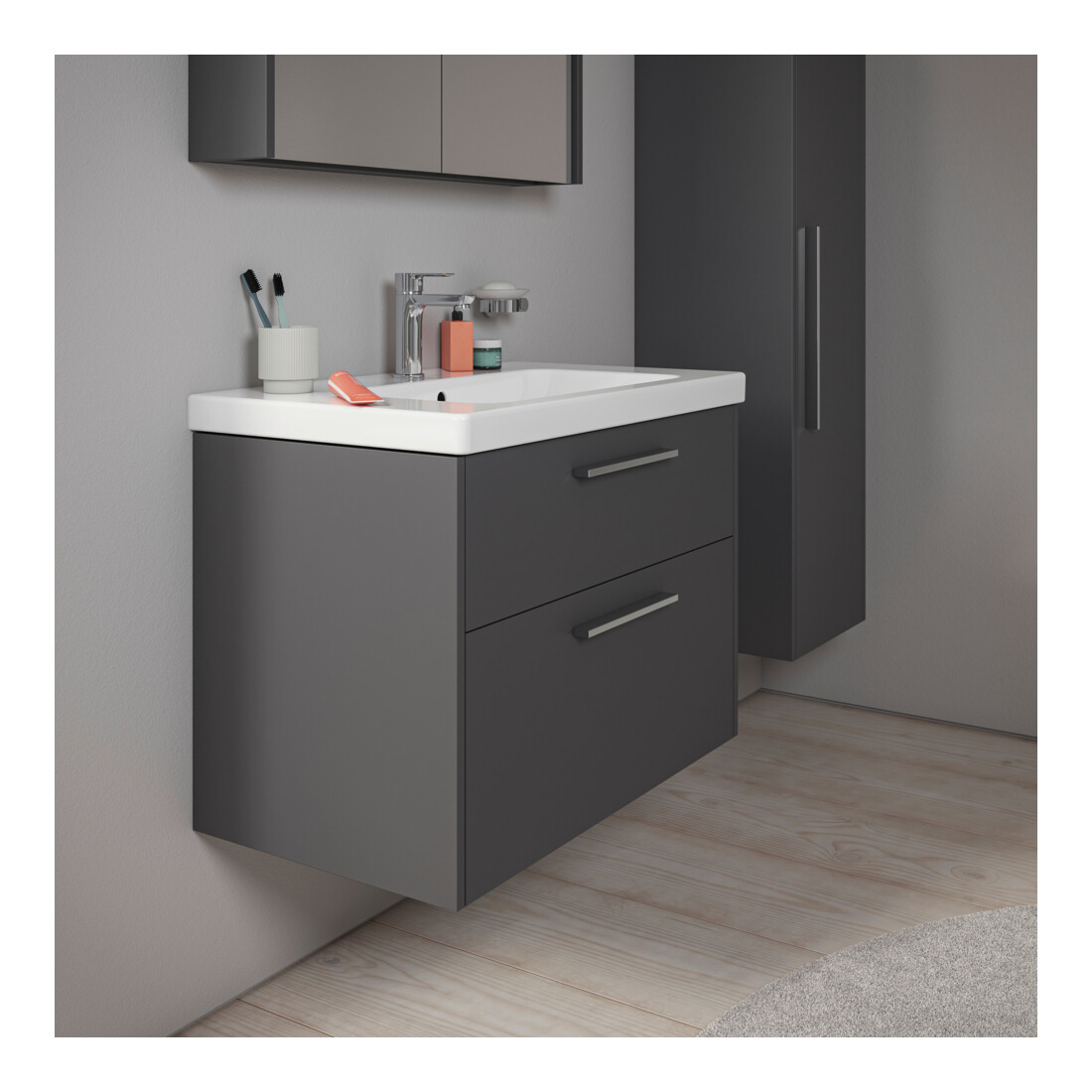 Duravit Waschtischunterschrank D-Code 78,4x55,5x46cm, 2 L, S, gra ma, Gr. chr