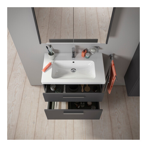 Duravit Waschtischunterschrank D-Code 78,4x55,5x46cm, 2 L, S, gra ma, Gr. chr