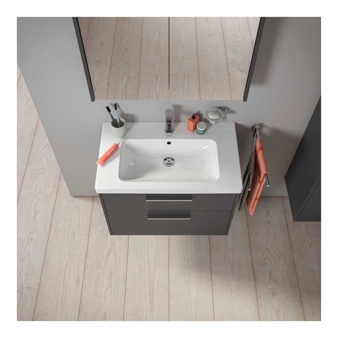 Duravit Waschtischunterschrank D-Code 78,4x55,5x46cm, 2 L, S, gra ma, Gr. chr