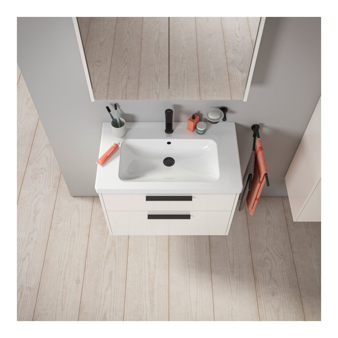 Duravit Waschtischunterschrank D-Code 78,4x55,5x46cm, 2 L, S, we. hgl, Gr. sw
