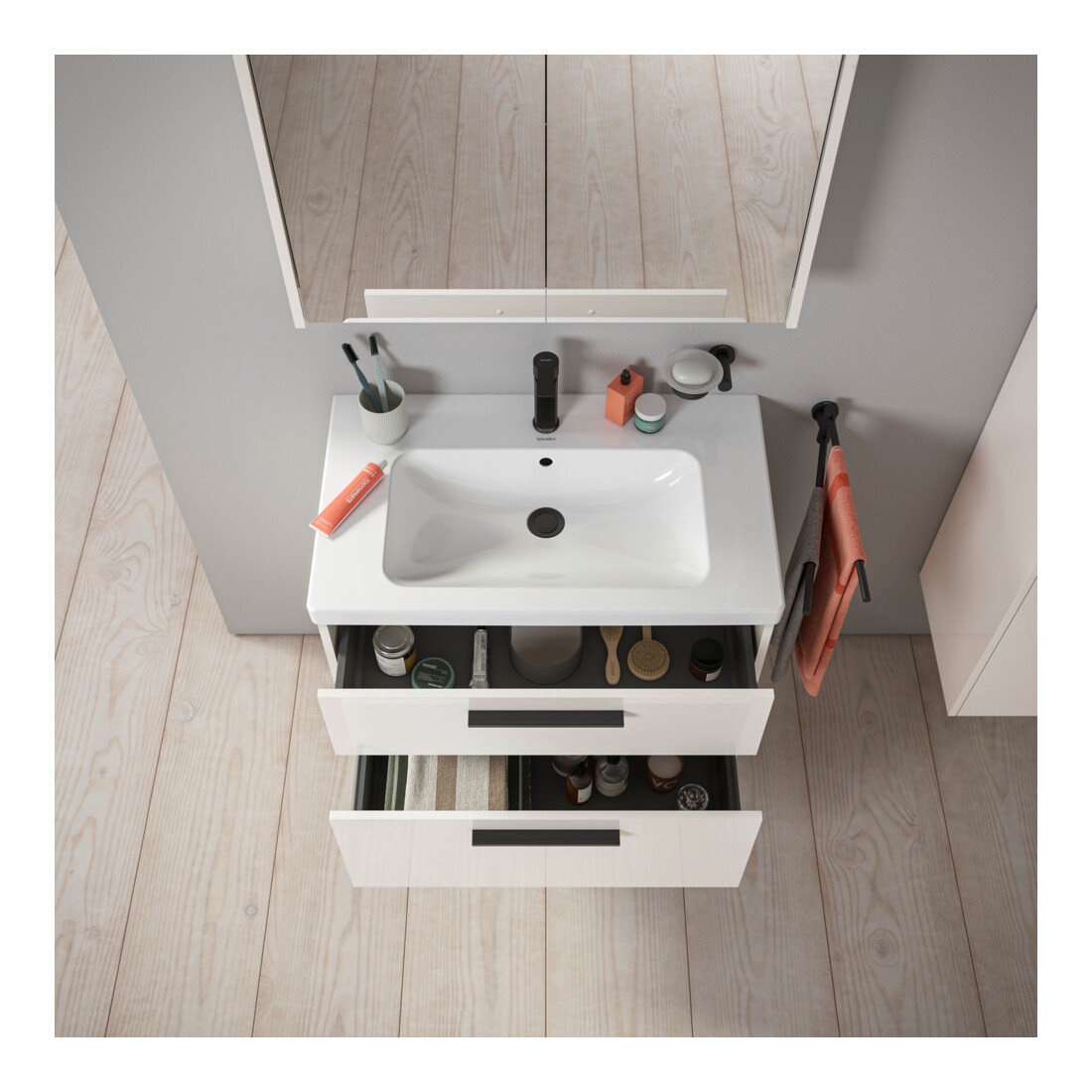 Duravit Waschtischunterschrank D-Code 78,4x55,5x46cm, 2 L, S, we. hgl, Gr. sw