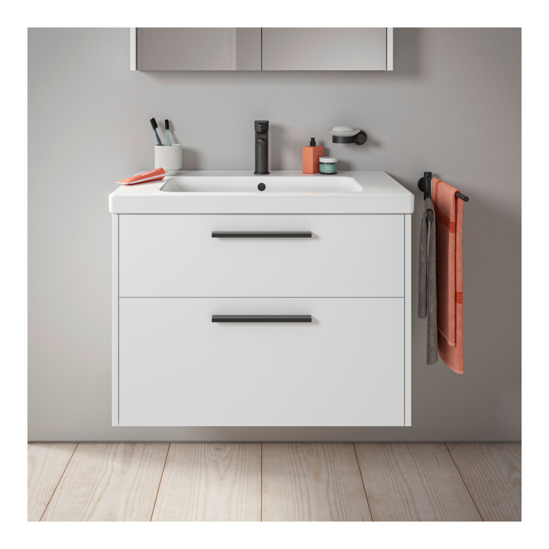 Duravit Waschtischunterschrank D-Code 78,4x55,5x46cm, 2 L, S, we. ma, Gr. sw