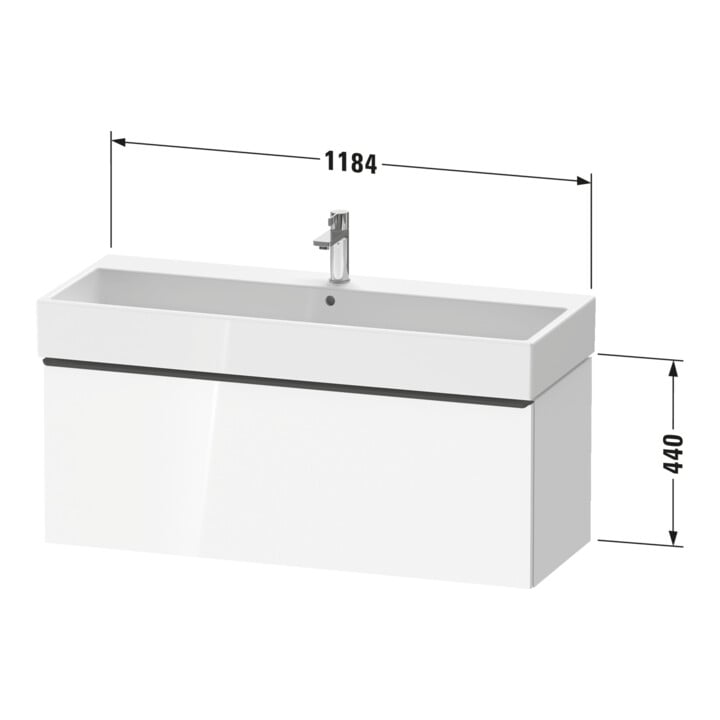 Duravit Waschtischunterschrank D-Neo 118,4x44,2cm, ES geb/Bas m, 1 A, wandhängend
