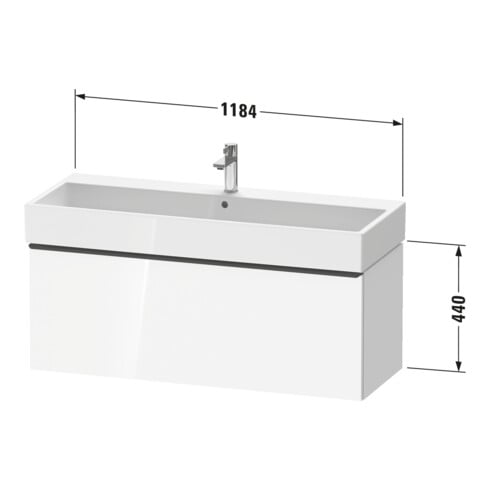 Duravit Waschtischunterschrank D-Neo 118,4x44,2cm, ES geb/Ei s, 1 A, wandhängend