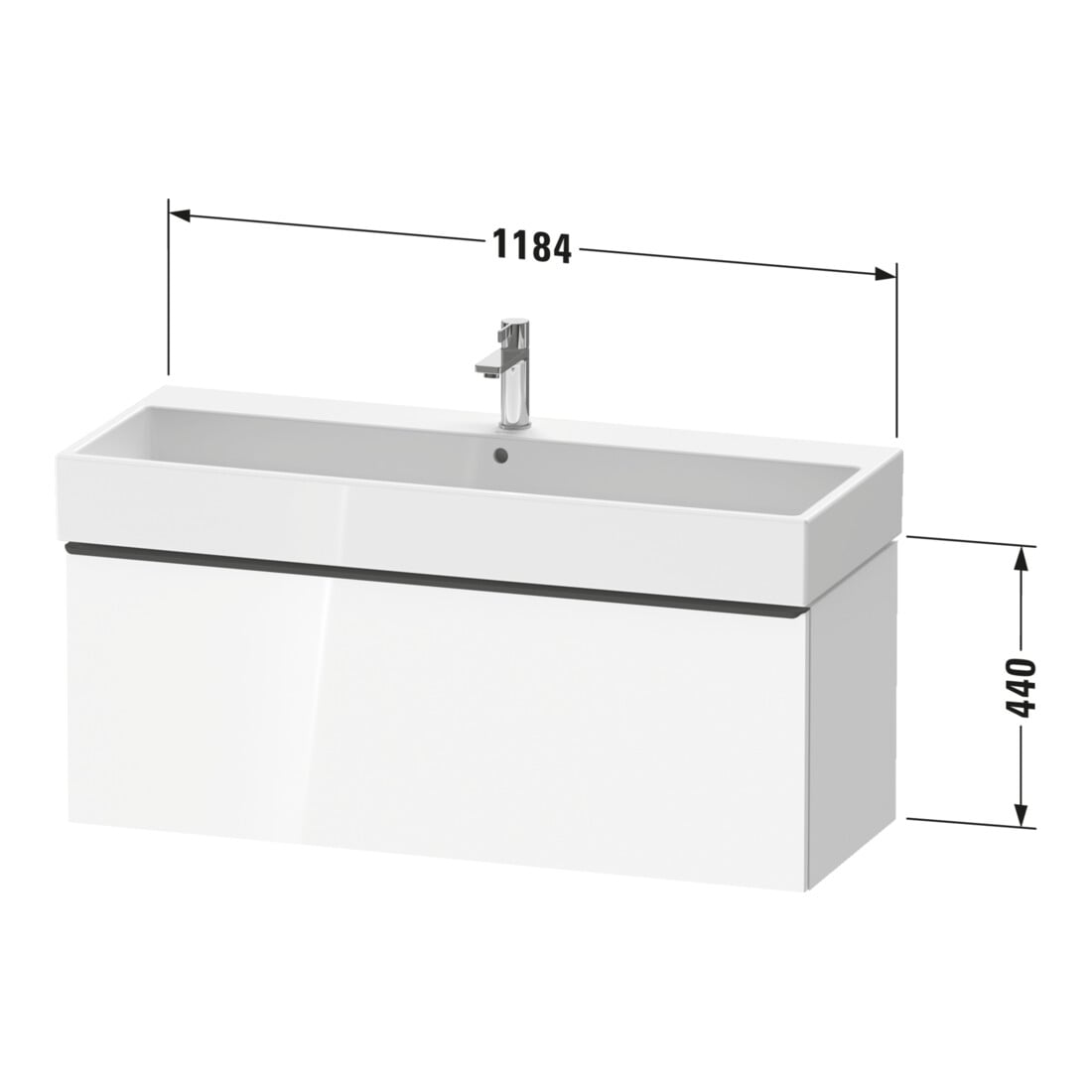 Duravit Waschtischunterschrank D-Neo 118,4x44,2cm, ES geb/Nu N, 1 A, wandhängend