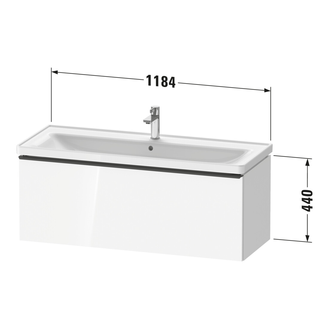 Duravit Waschtischunterschrank D-Neo 118,4x45,2x44cm, 1 A, wd, b geb/Bas ma