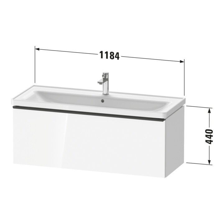 Duravit Waschtischunterschrank D-Neo 118,4x45,2x44cm, 1 A, wd, b geb/Eiche sw