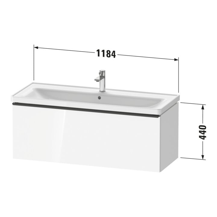 Duravit Waschtischunterschrank D-Neo 118,4x45,2x44cm, 1 A, wd, chr/Eiche Nat