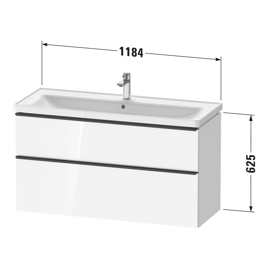 Duravit Waschtischunterschrank D-Neo 118,4x45,2x62,5cm, 2 A, wd, ES geb/Bas m