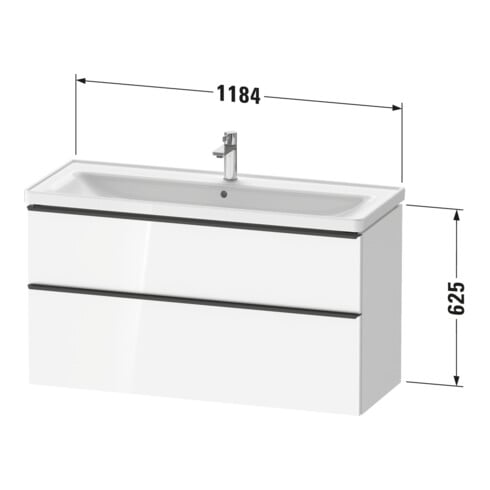 Duravit Waschtischunterschrank D-Neo 118,4x45,2x62,5cm, 2 A, wd, ES geb/Ei sw