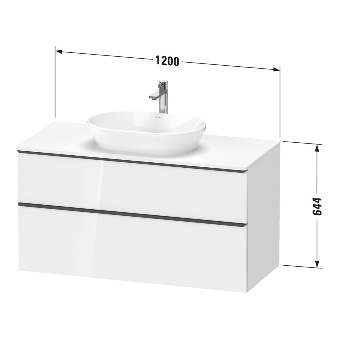 Duravit Waschtischunterschrank D-Neo 120x55cm, b geb/Gra m, 2 SBK, 1 A, 1 Pl