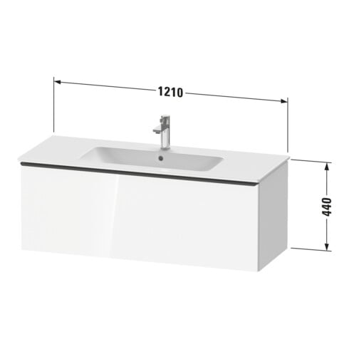 Duravit Waschtischunterschrank D-Neo 121x46,2cm, ES geb/Gra m, 1 Ausz., wandhängend