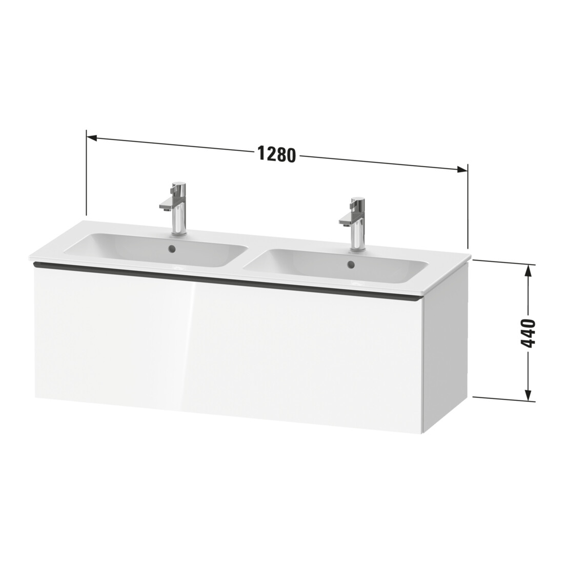 Duravit Waschtischunterschrank D-Neo 128x46,2x44cm, 1 A, wandhängend, chr/Eiche Nat