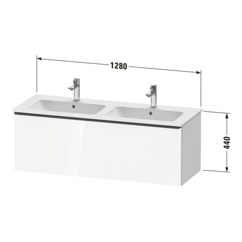 Duravit Waschtischunterschrank D-Neo 128x46,2x44cm, 1 A, wd, b geb/Basalt ma
