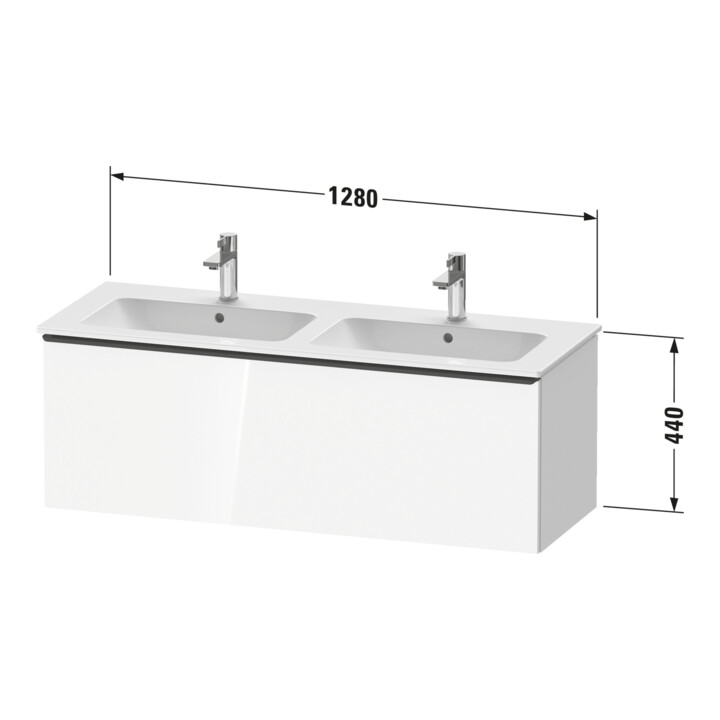 Duravit Waschtischunterschrank D-Neo 128x46,2x44cm, 1 A, wd, chr/Eiche marm.