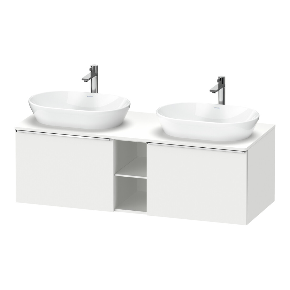 Duravit Waschtischunterschrank D-Neo 140x55cm, 2 A, 1 Pl, B beids., chr/we ma