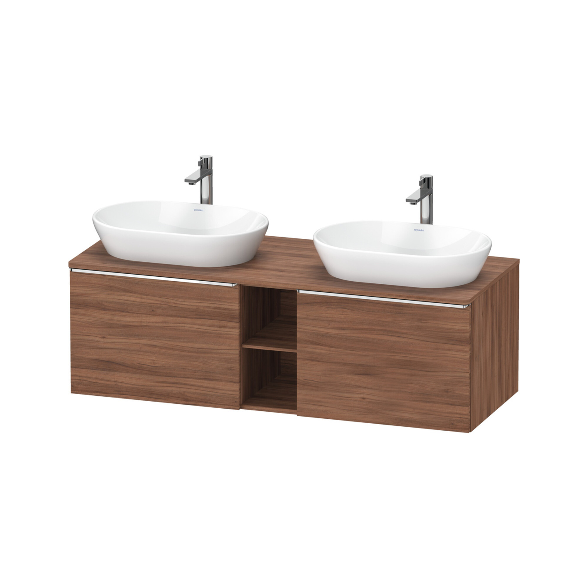 Duravit Waschtischunterschrank D-Neo 140x55cm, 2 A, 1 Pl, B bs, chr/Nussb Nat