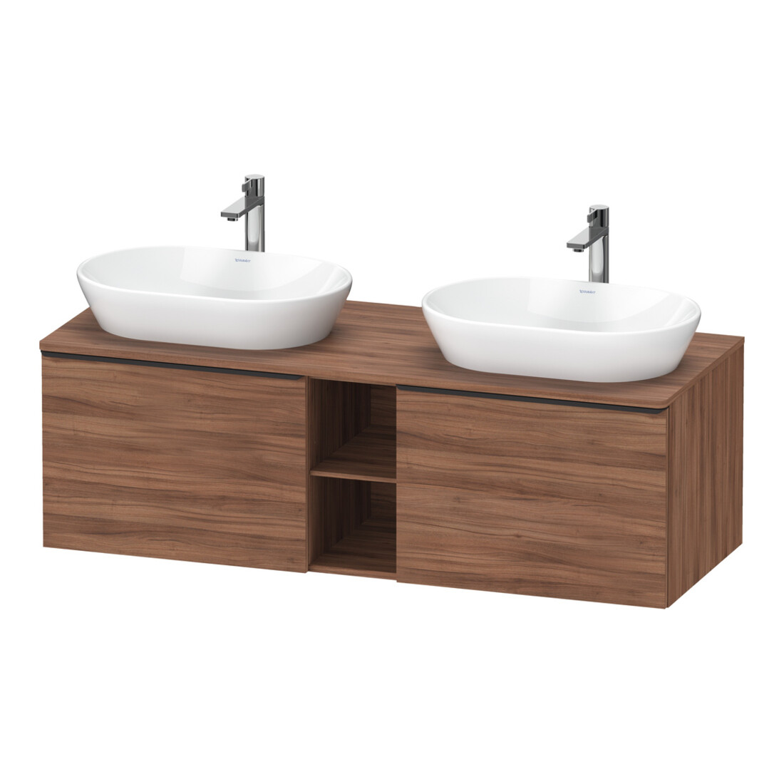 Duravit Waschtischunterschrank D-Neo 140x55cm, 2 A, 1 Pl, B bs, sw/Nuss Nat