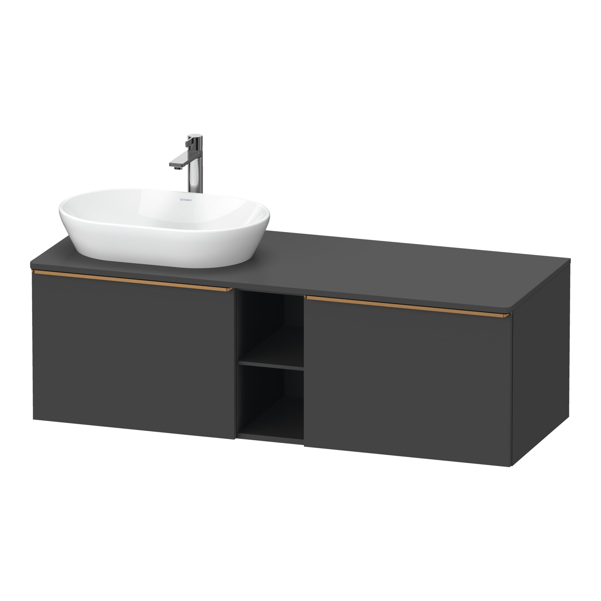 Duravit Waschtischunterschrank D-Neo 140x55cm, 2 A, 1 Pl, B L, b geb/Gra ma