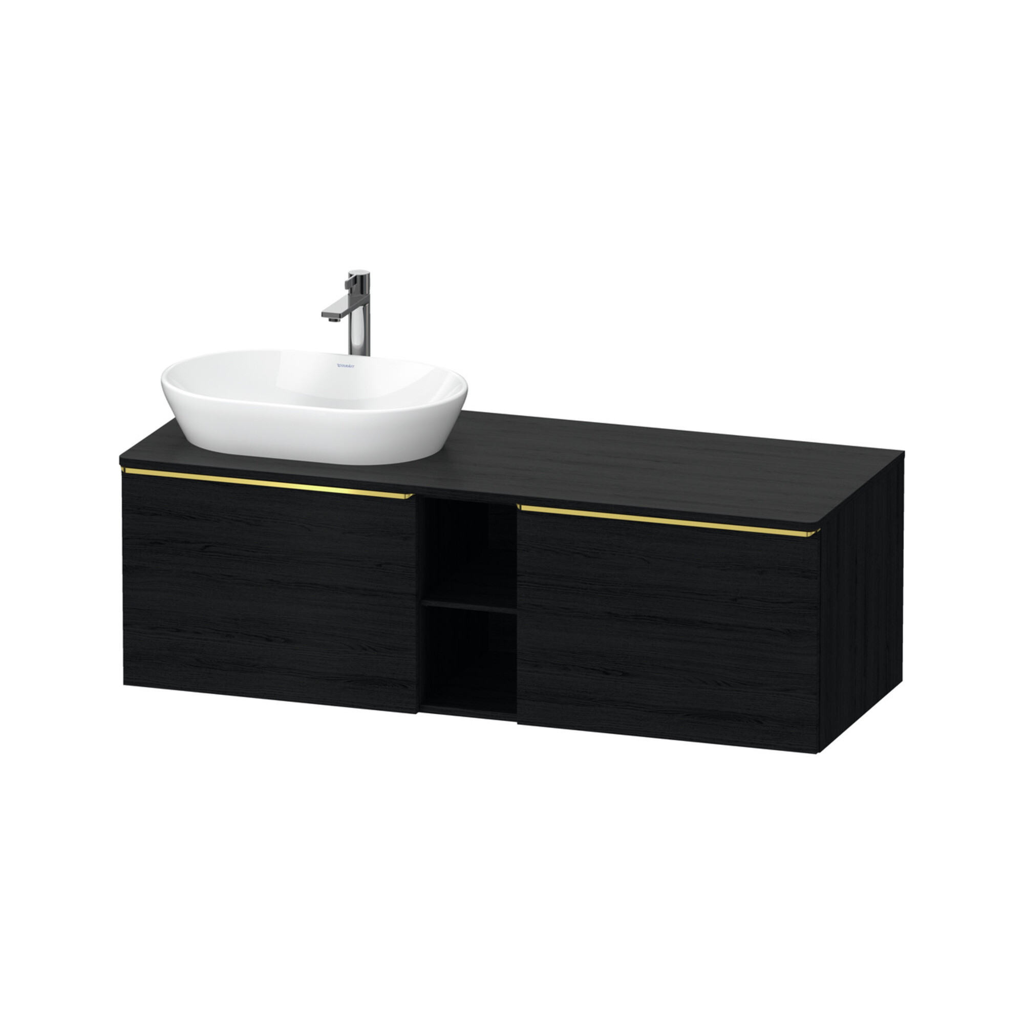 Duravit Waschtischunterschrank D-Neo 140x55cm, 2 A, 1 Pl, B L, g pol/Eiche sw