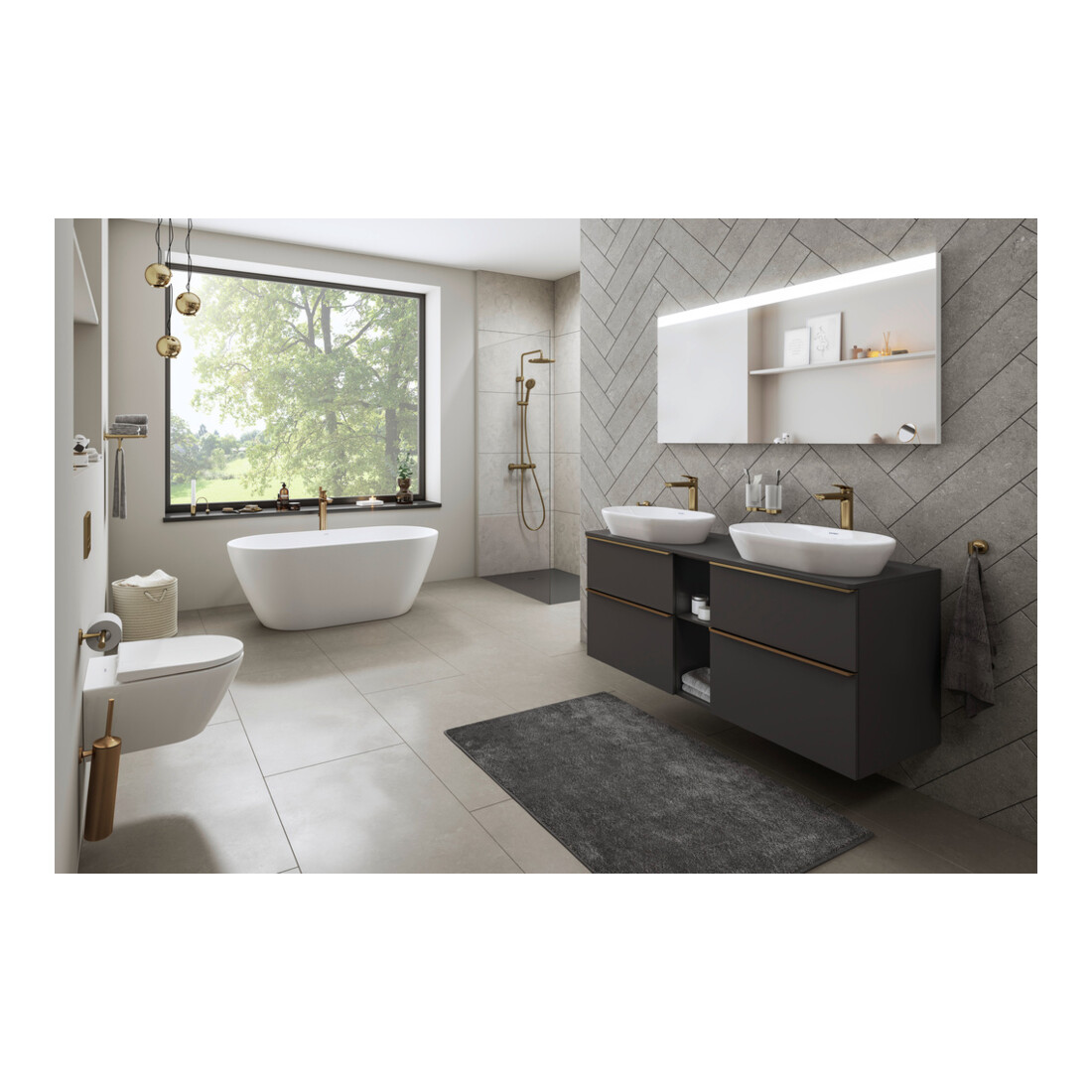 Duravit Waschtischunterschrank D-Neo 140x55cm, 2 SBK, 2 A, B bs, b geb/Gra ma