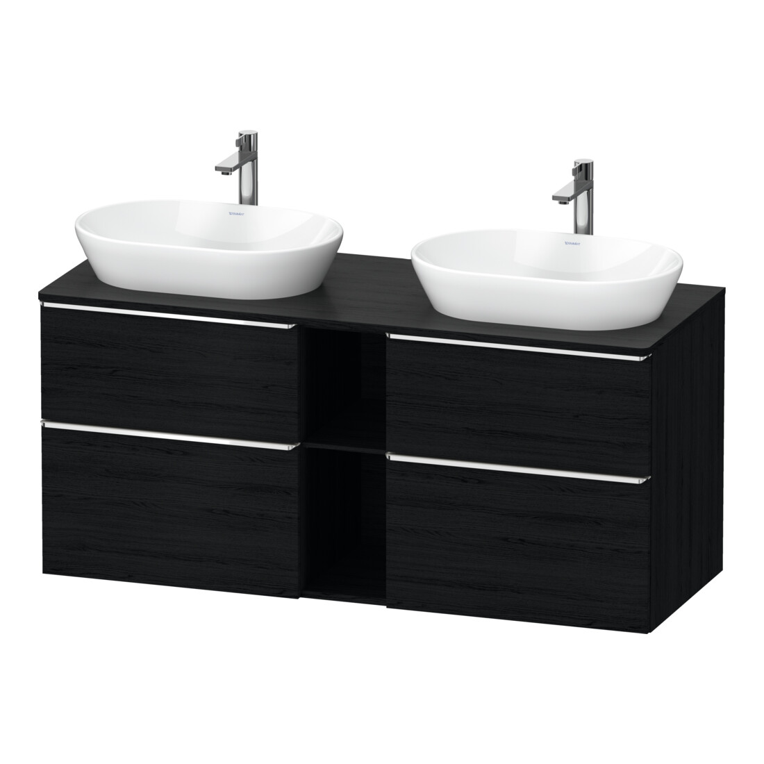 Duravit Waschtischunterschrank D-Neo 140x55cm, 2 SBK, 2 A, B bs, chr/Eiche sw
