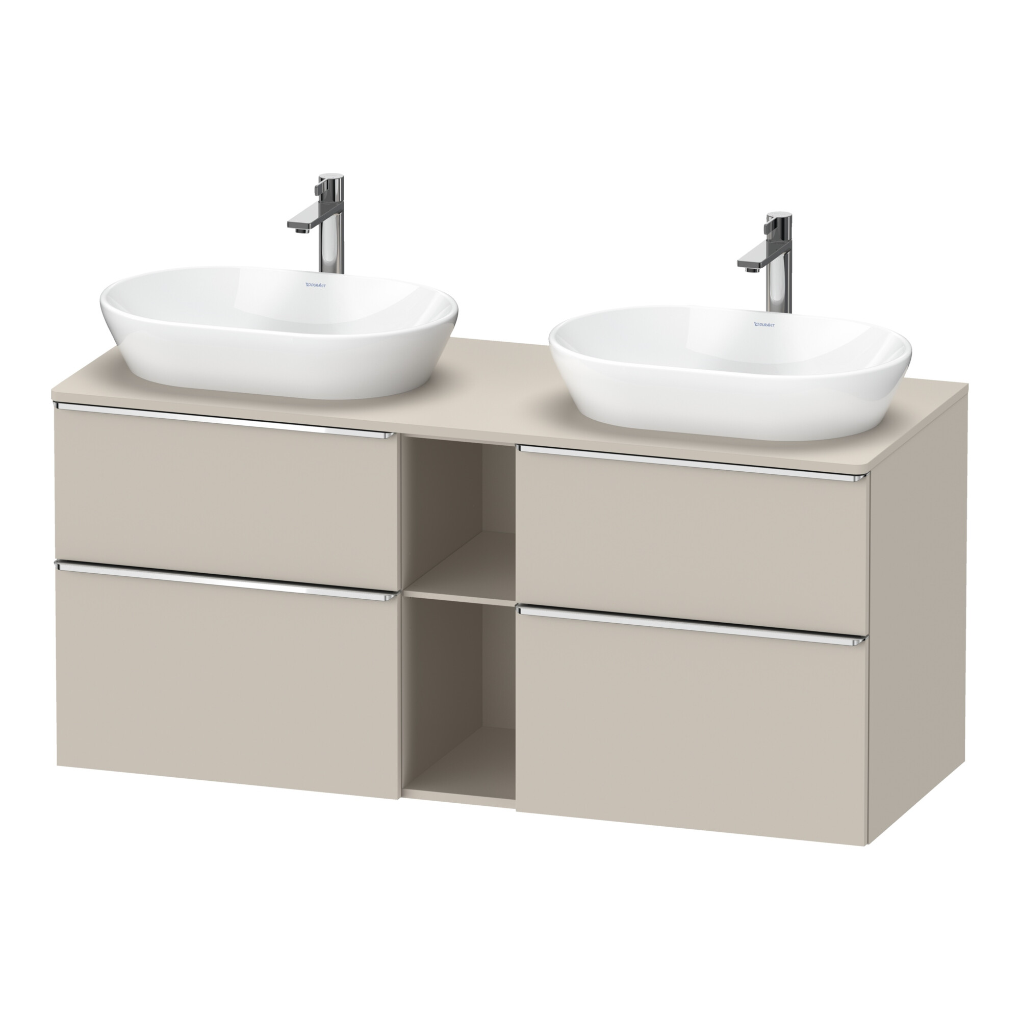 Duravit Waschtischunterschrank D-Neo 140x55cm, 2 SBK, 2 A, B bs, chr/Taup ma