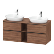 Duravit Waschtischunterschrank D-Neo 140x55cm, 2 SBK, 2 A, B bs, sw/Nuss Nat