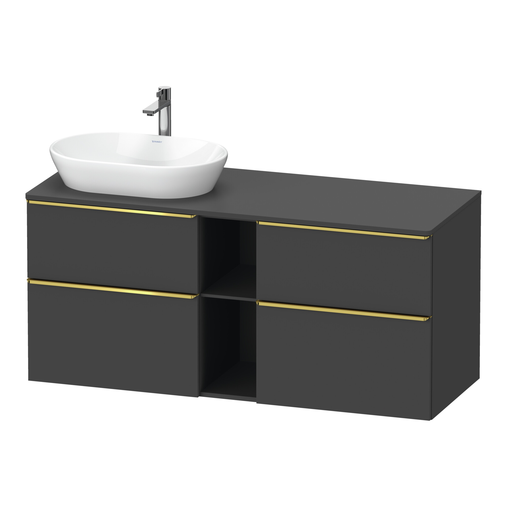 Duravit Waschtischunterschrank D-Neo 140x55cm, 2 SBK, 2 A, B L, g pol/gra ma