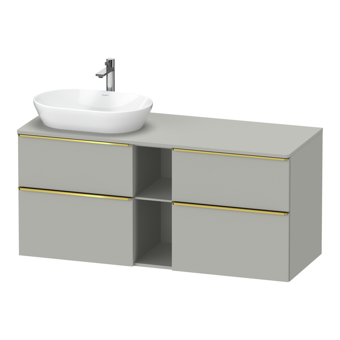 Duravit Waschtischunterschrank D-Neo 140x55cm, 2 SBK, 2 A, B L, g pol/grau ma